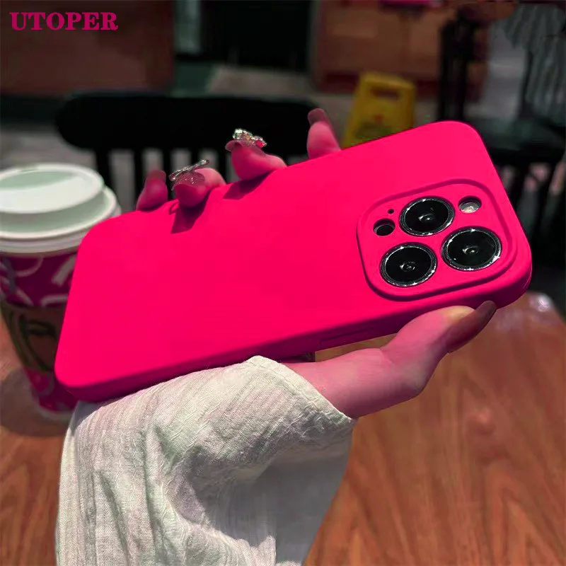 

Official Original Square Liquid Silicone Case for iPhone 11 12 14 13 Pro Max Mini XS MAX X XR 8 7 Plus Lens Protection Cover