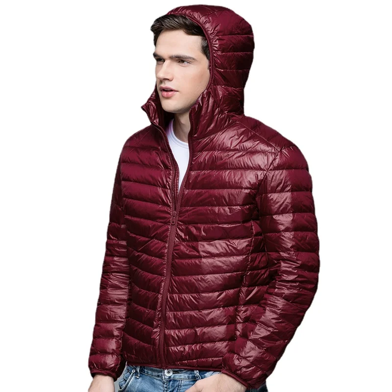 2022 New Autumn Winter Lightweight Down jacket Men's Genuine Hooded Oversized Lightweight Short Fit Coat for Middle aged Youth