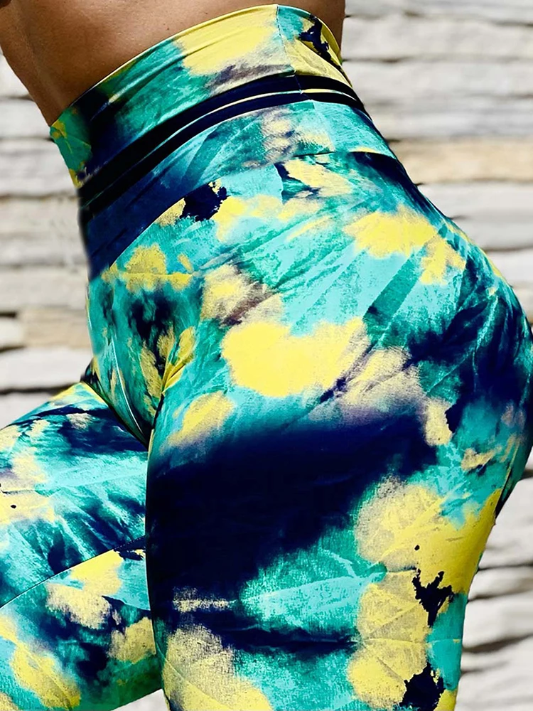 Gym Wear Femme Abstract Leaves Printed Leggings Women Pants Fashion New Running Leggins High Waist Tights Elastic Sports Jegging