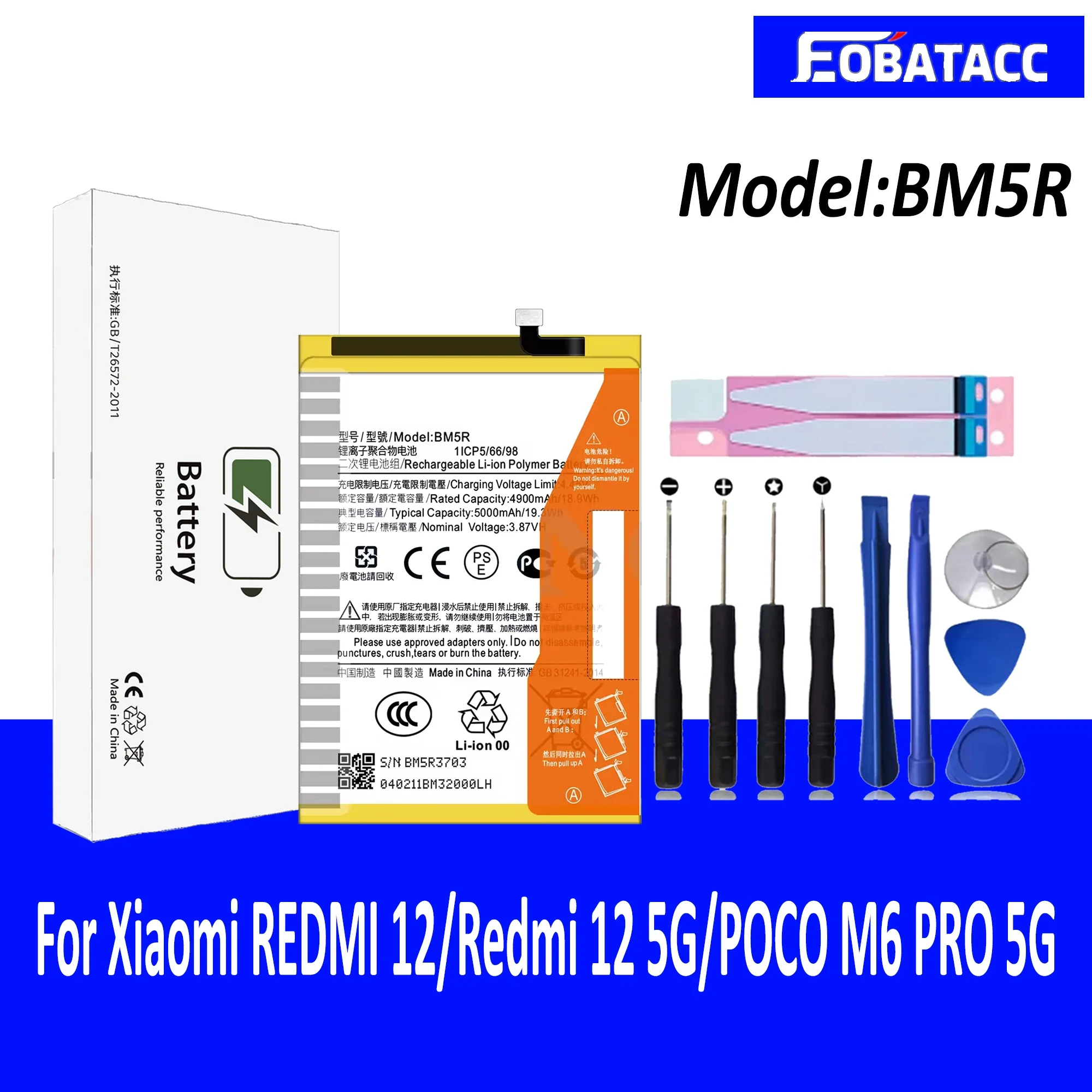 100% Оригинальный Новый Сменный аккумулятор BM5R для Xiaomi REDMI 12/Redmi 12 5G/POCO M6 PRO телефон +