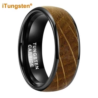 itungsten 8mm tungsten carbide finger ring for men women whisky barrel oak wood inlay wedding band fashion jewelry comfort fit