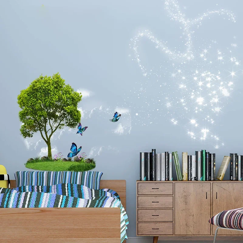 Лунная звезда бабочка наклейки на стену детская комната потолок крышу фреска