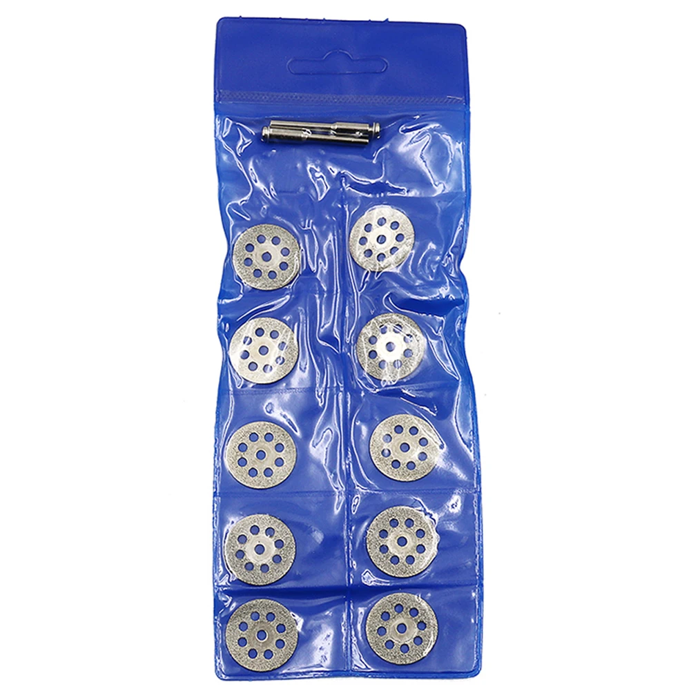 

25mm Diamond Cutting Disc W Connecting Rod Emery Circular Saw Blades 10pcs Rotary Tools 3mm Shank Grinding Wheel Glass Cutters
