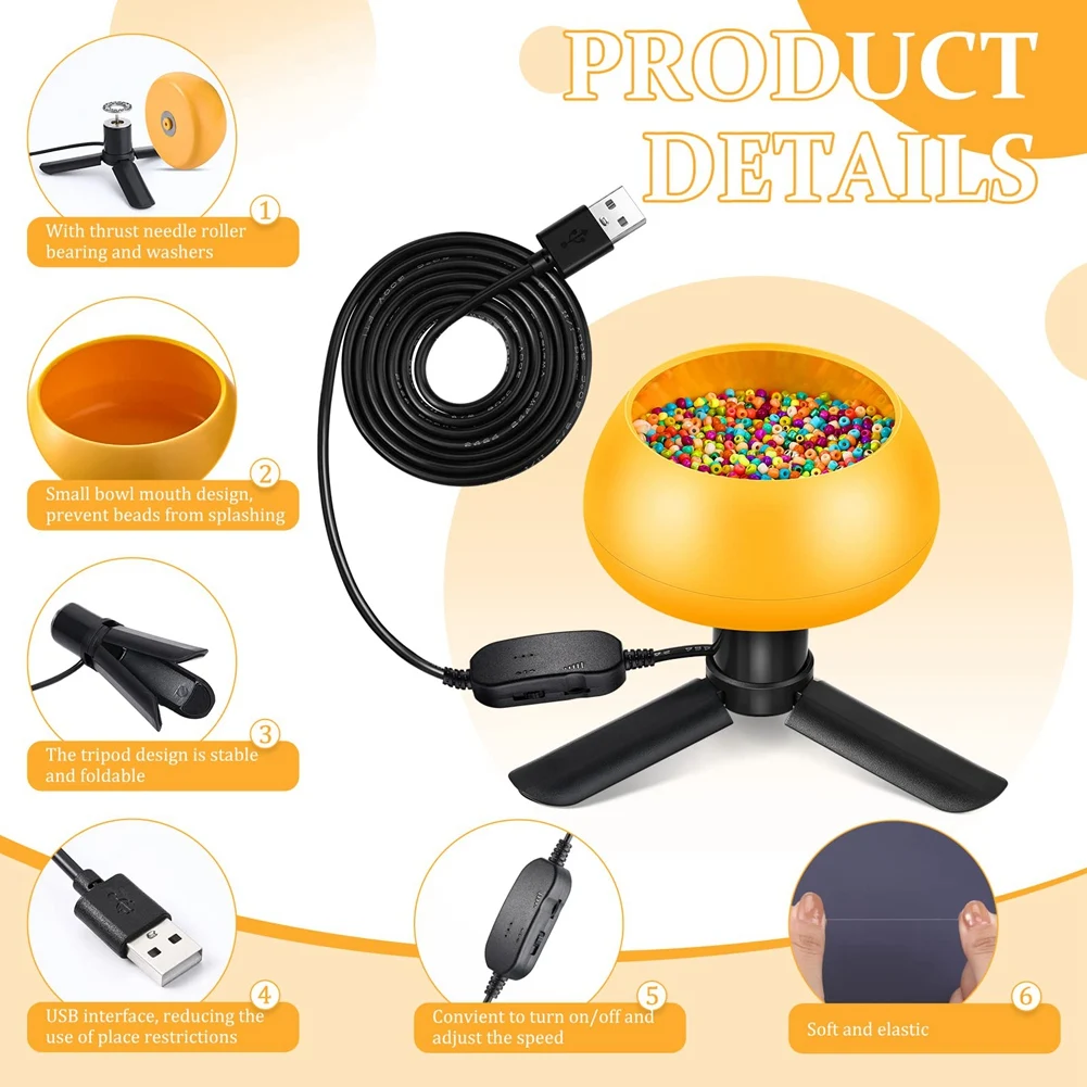 

Electric Bead Spinner Kit, Adjustable Speed Spin Bead Loader Beading Bowl Kit for Jewelry Making DIY Bracelets Necklaces