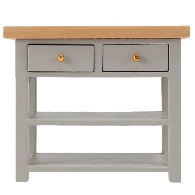 

1/12 DollHouse Furniture Miniature Wooden Console Table Cabinet Kitchen Room Sideboard Bathroom Shelf Grey