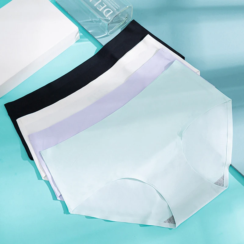 

3Pcs/set Women’s Panties Female Seamless Underwear Ice silk Comfortable Underpants Mid-waist Breathable Briefs Lingerie