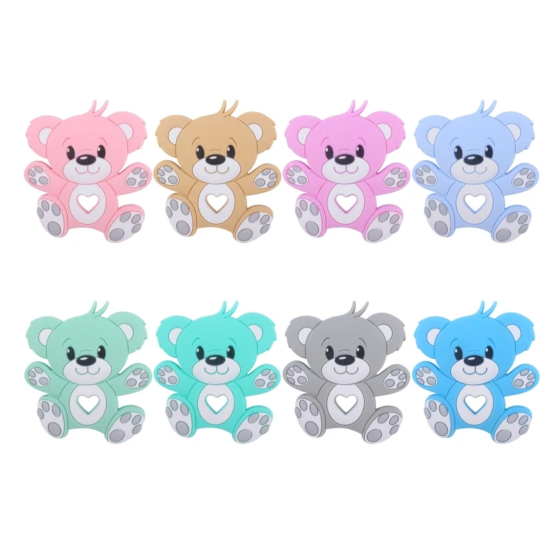

Cartoon Animal Bear Shape Baby Teether Silicone Beads Soother Molar Teething Toy