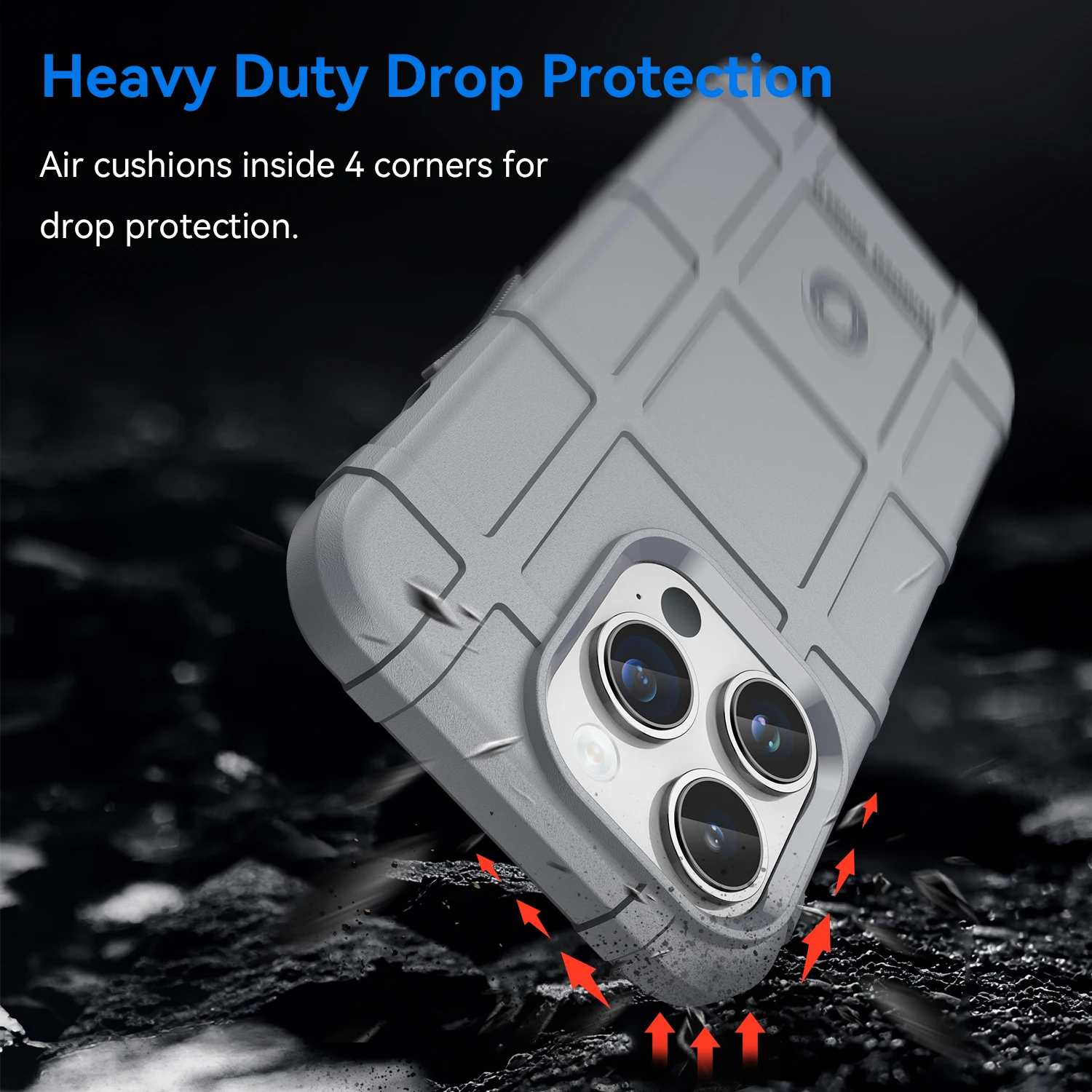 Grey Rugged Shield Shockproof Armor Case For iPhone 14 Pro Protection Case Back Cover