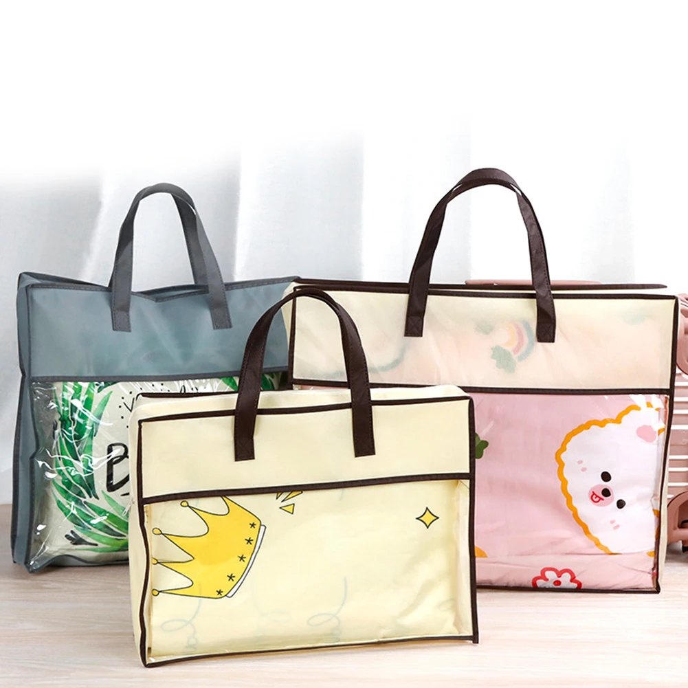 

1pc Dustproof Zip Storage Bag PVC+Non-Woven Waterproof Quilt Storage Pillow Organizer Family Save Space Organizing