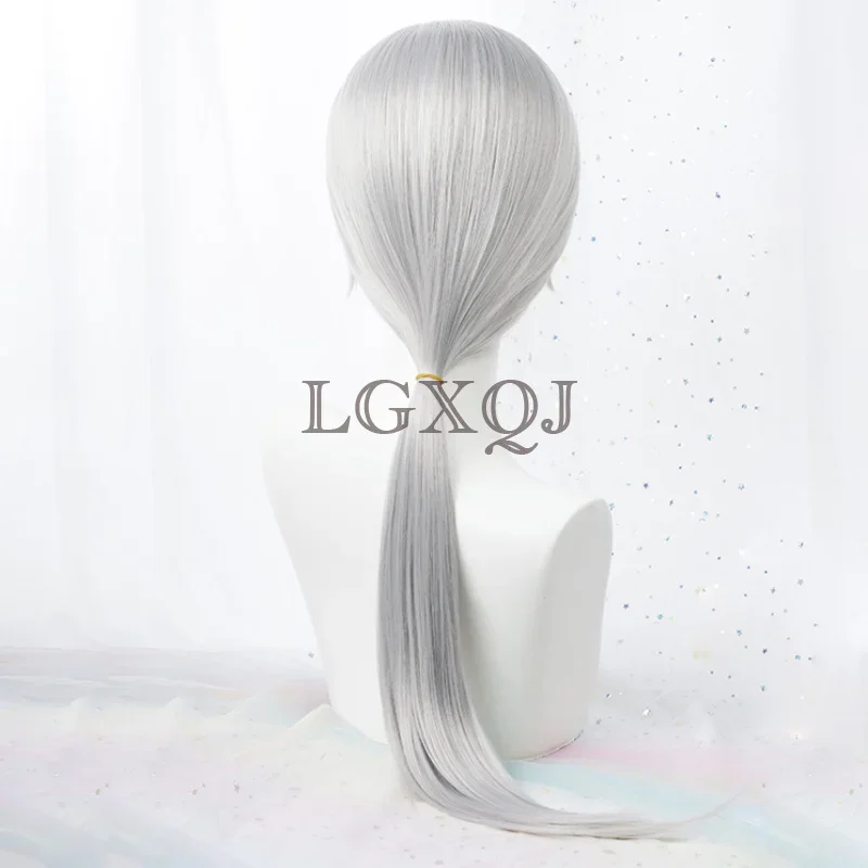 Anime Quanxi Chainsaw Man Cosplay Wig Wigs Silver With Eyes Patch Heat Resistant Hair Women Cos + Free Cap