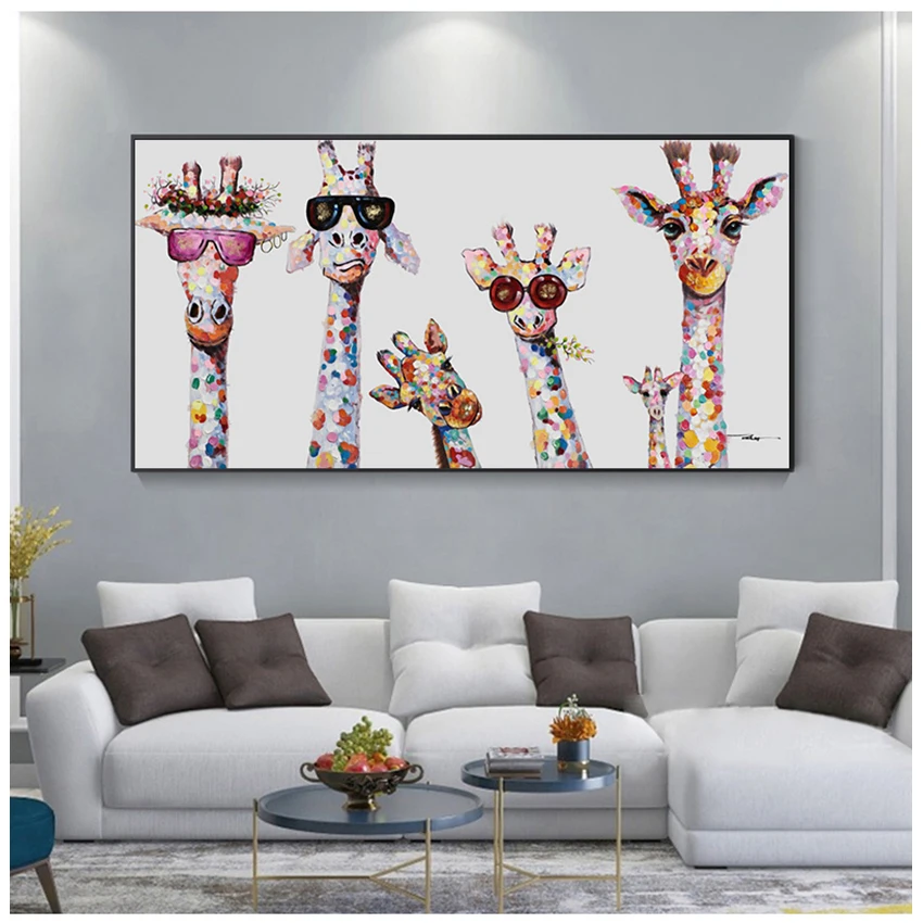 

Nordic Home Decor Wall Art Decor Canvas Painting Cute Cartoon Giraffes Poster Print Canvas Art Pictures for Children's Room