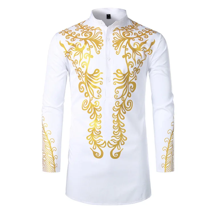 Fashionable hot shirt Muslims casual pullover long shirt African wind robe arabic shirt  dubai men clothing