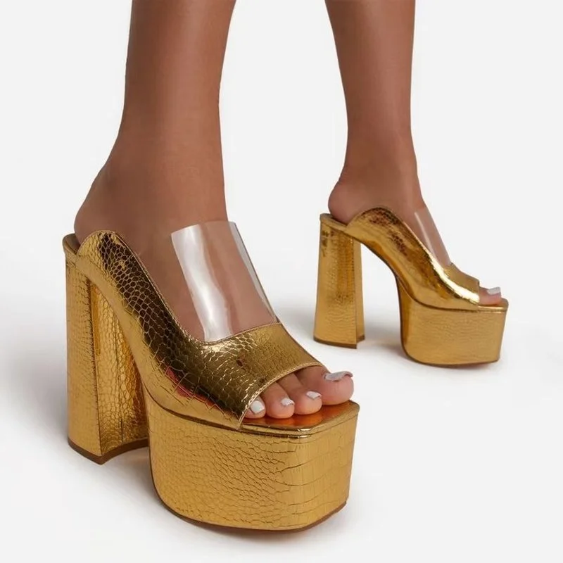 

2022 New Roman Style Platform Slippers Women's Casual Open Toe Platform Heels Fashion Women's Shoes Sandals Large Size 43 PVC