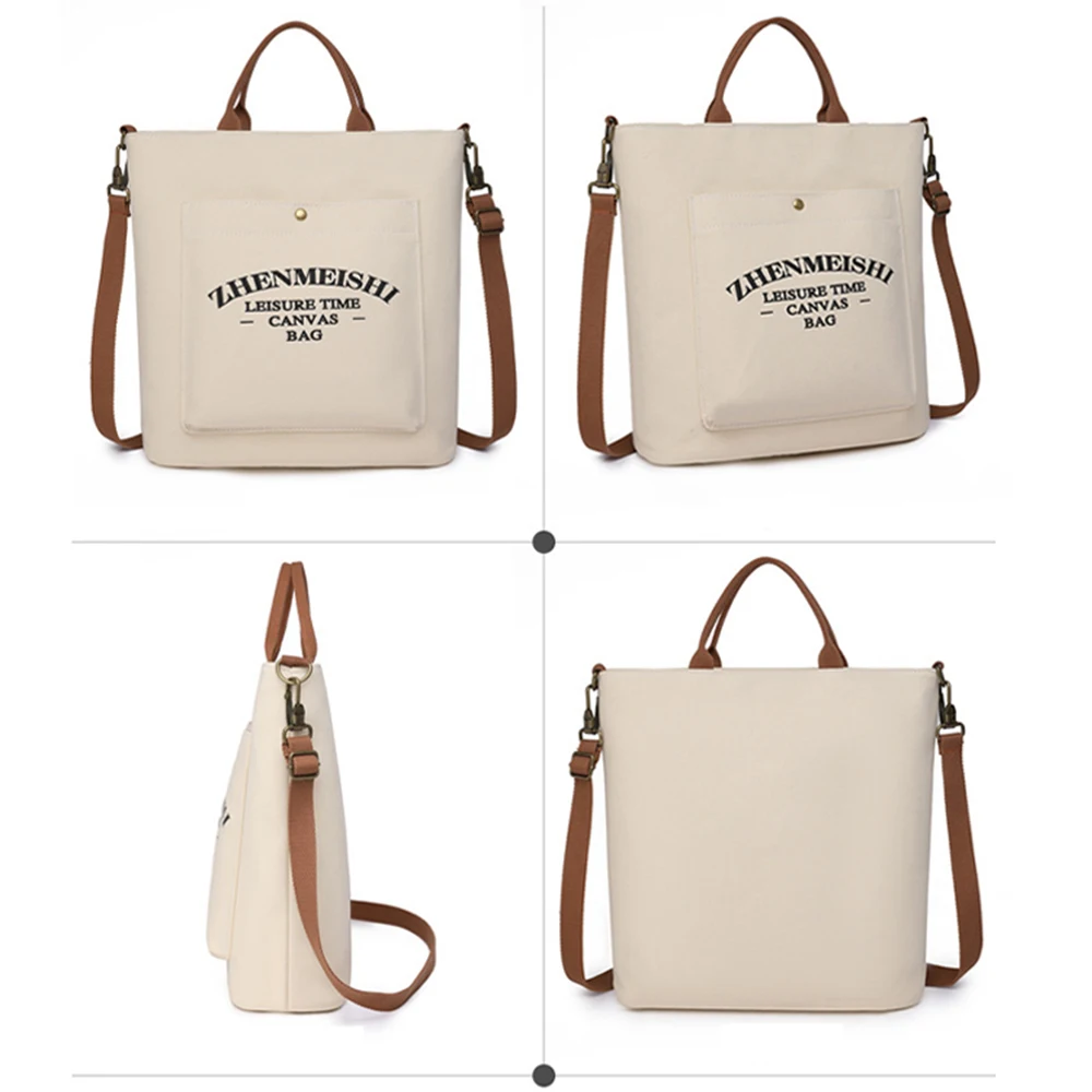 New Female Tote Bags Large-Capacity Ladies Handbag Canvas Shoulder Bag Simple Casual College Style Shopping Bag Messenger Bags