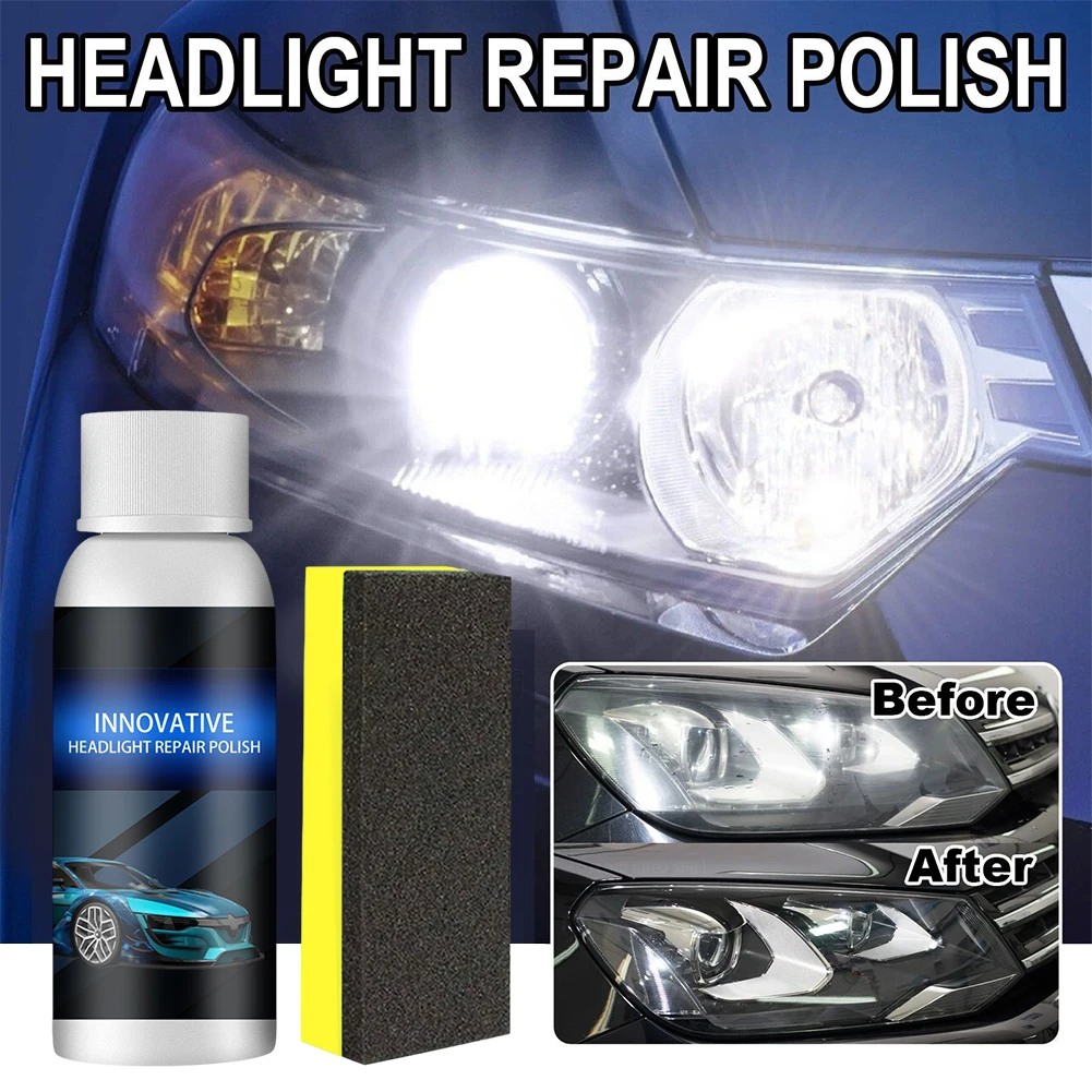 

50ml Car Headlight Repair Liquid Portable Headlight Repair Polishing Liquid Car Degreaser With Sponge Tool Maintenance Supplies