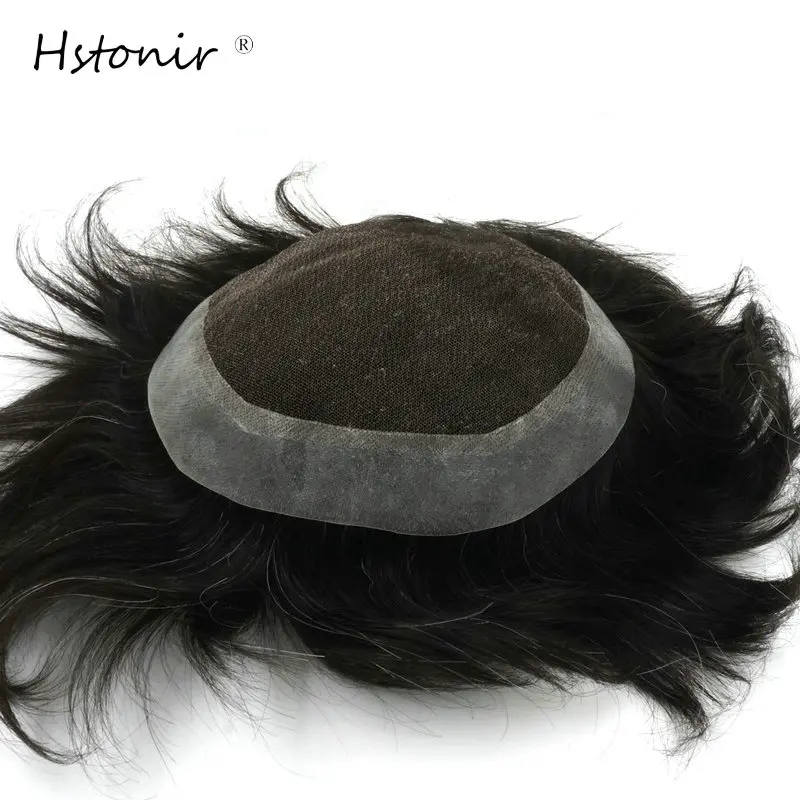 Hstonir Wigs For Men Human Hair Lace Toupee Indian Remy Hair Pelo Natural Humanopelo Humano Hair System Men Hair Toupee H036