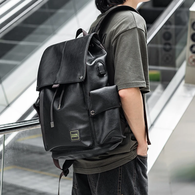 

MOYYI Waterproof 15.6 Inch Laptop Business Backpack Anti-theft PU Leather Backpacks Men Casual Daypacks Mochila Male Bag