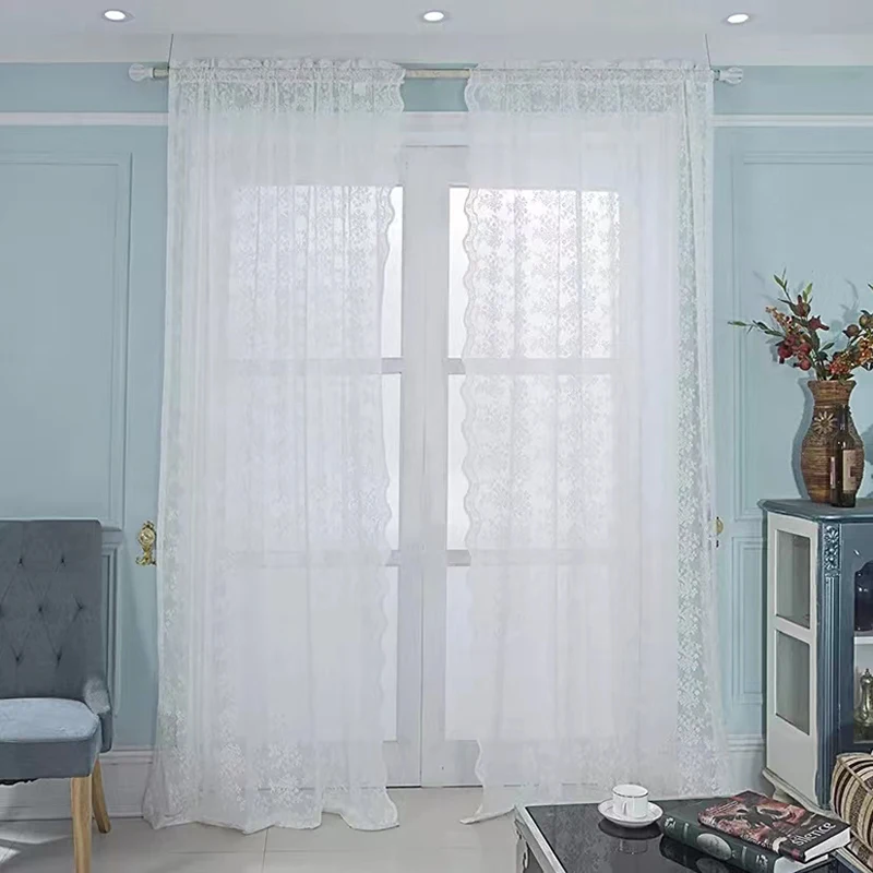 

White Lace Curtain for Window Door Screen for Balcony Pavions