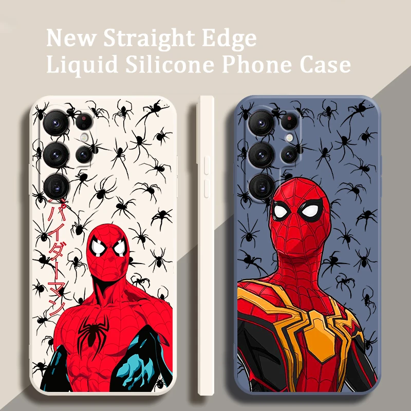 

Superhero Marvel Spider-man Case For Samsung S23 S22 S21 S20 FE S10 Plus Lite Ultra 5G Liquid Rope Phone Cover