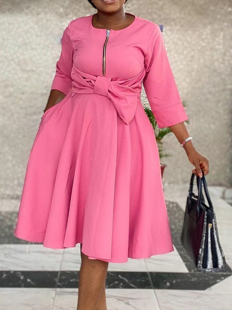 

Платье женское Плиссированное с рукавом три четверти и круглым вырезом