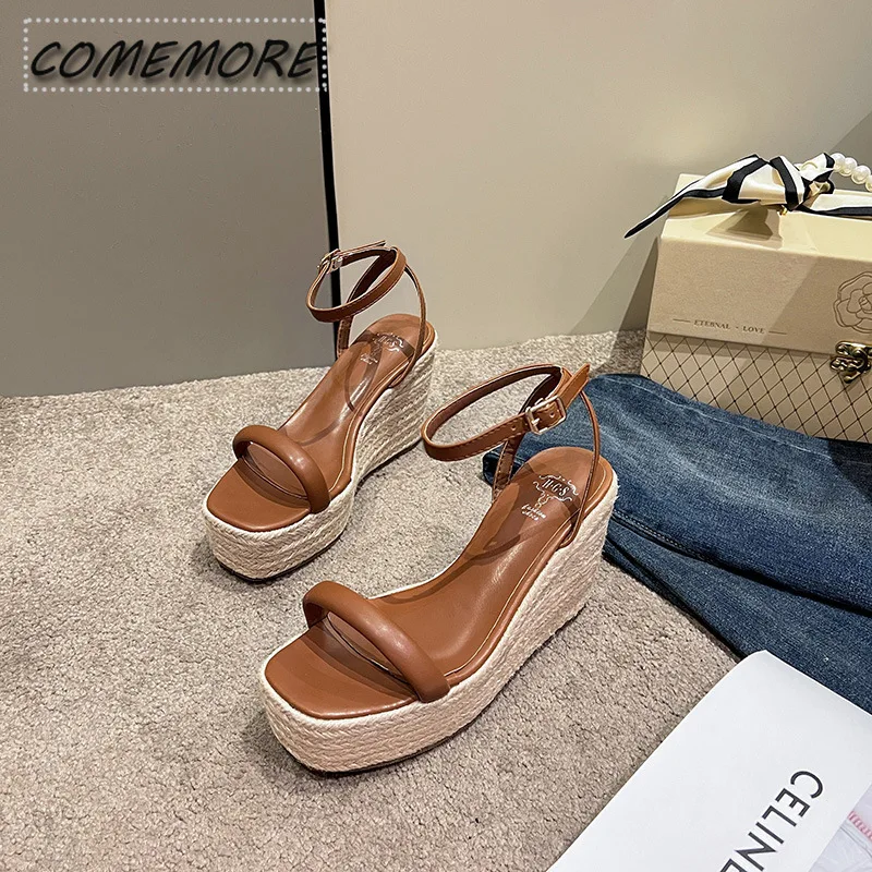 

Женские сандалии, летняя женская обувь на танкетке на платформе, повседневная обувь на высоком каблуке, роскошные женские сандалии-гладиаторы, пляжная обувь в римском стиле