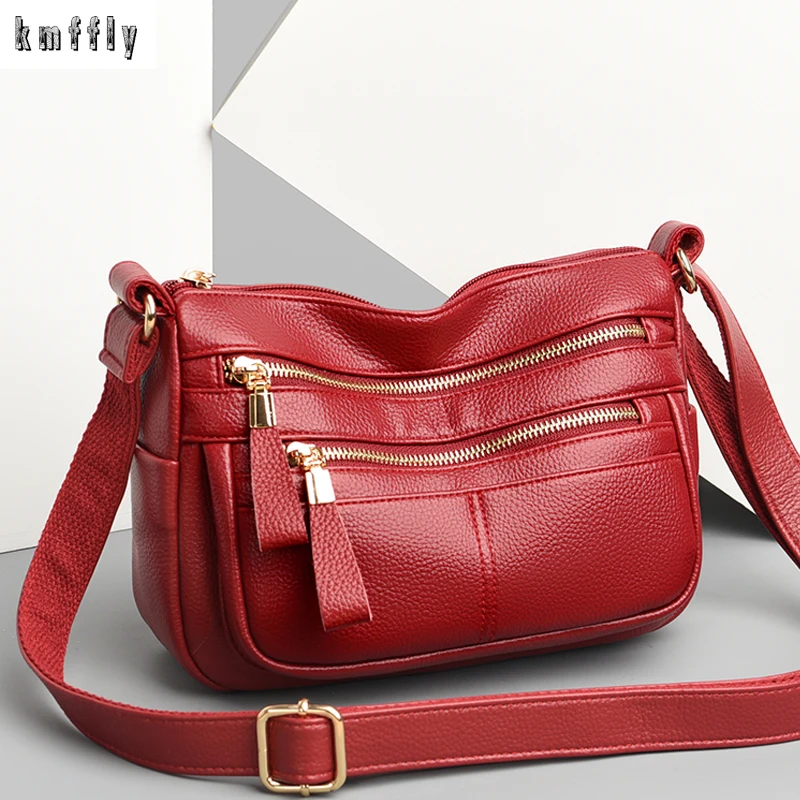 

Women's Casual Double Zipper Shoulder Bags 2022 New Luxury Designer Handbags Lychee Leather Crossbody Bags Vintage Women's Bags