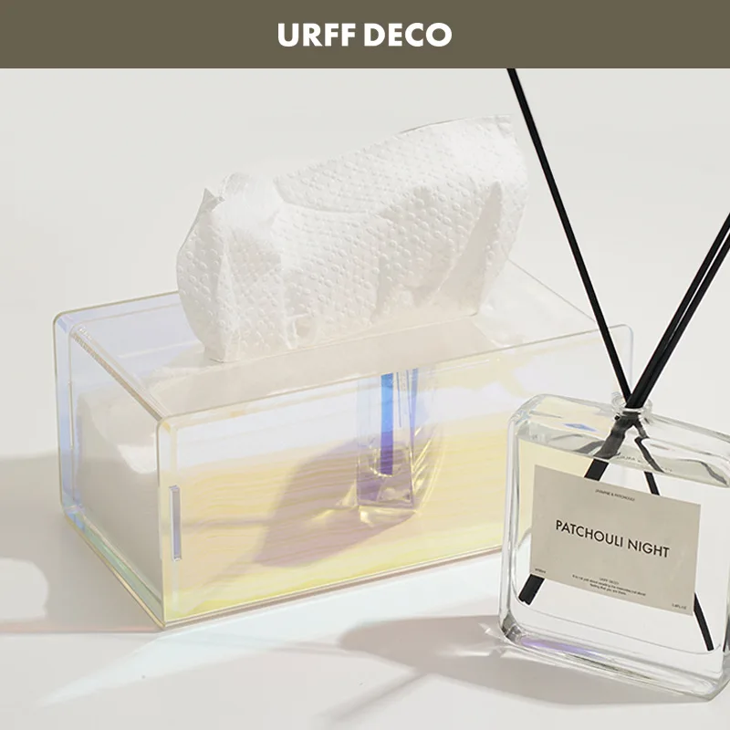 

New Acrylic Paper Box Nordic Transparent Minimalist Color Pearl Glossy Tissue Box Acrylic Tissue Box