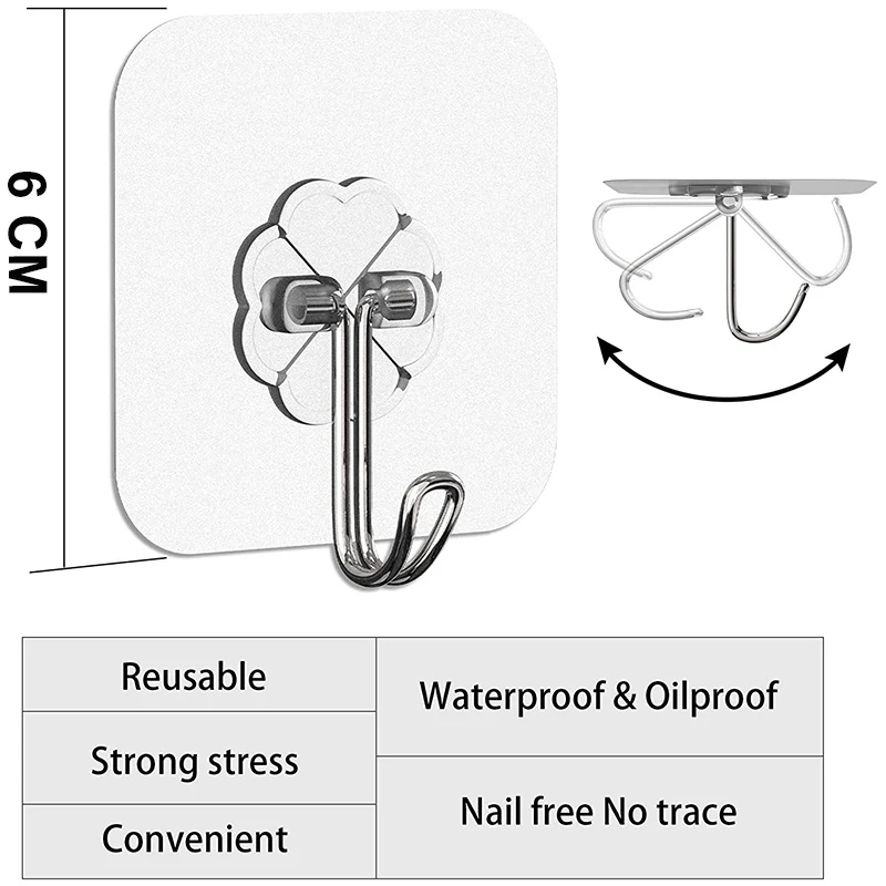 

5 /10 шт., прозрачные настенные крючки на присоске