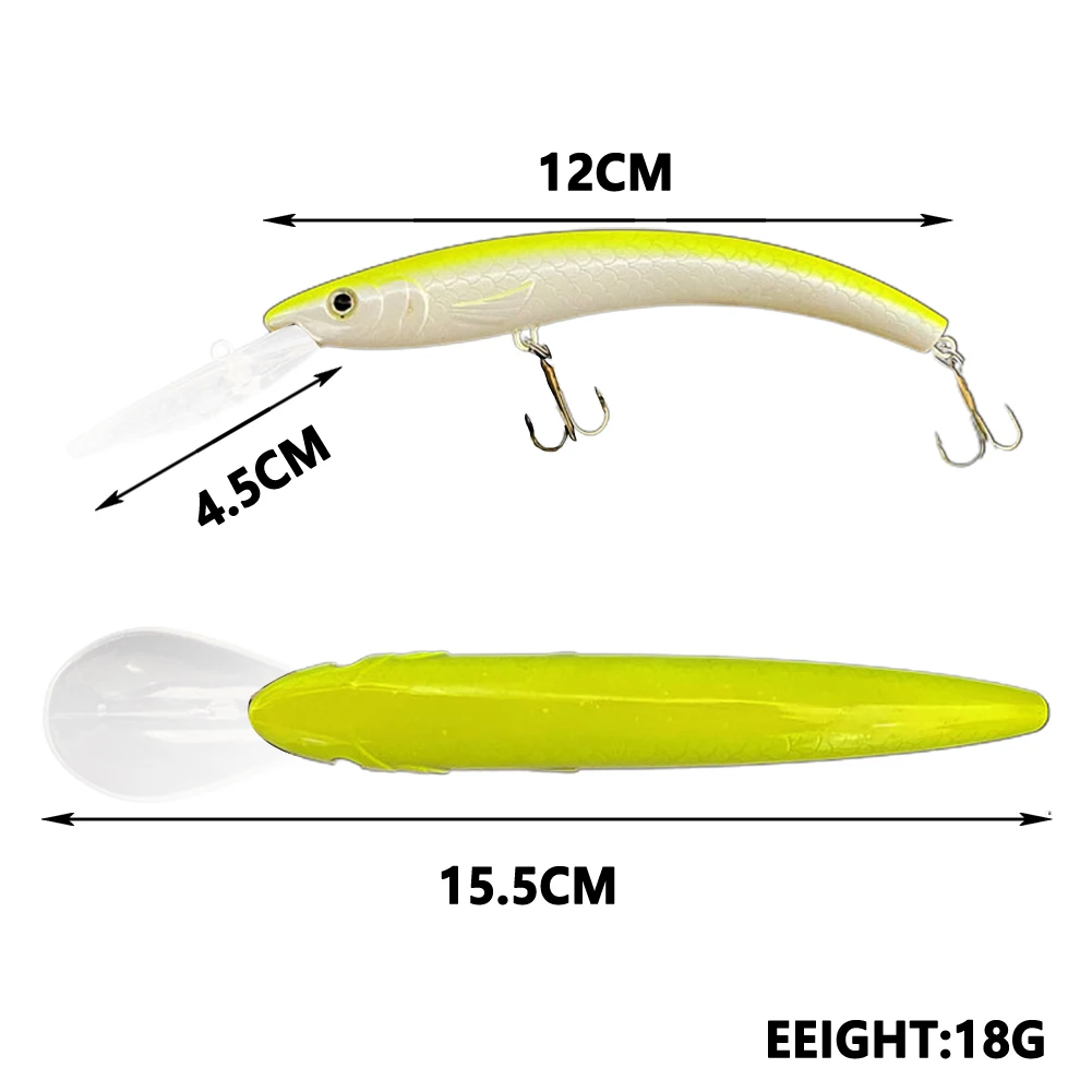 

15.5cm/18g Wobbler Minnow Fishing Lures Big Crankbait Hooks Sea Fishing Hard Baits For Freshwater Saltwater Fishing Accessories