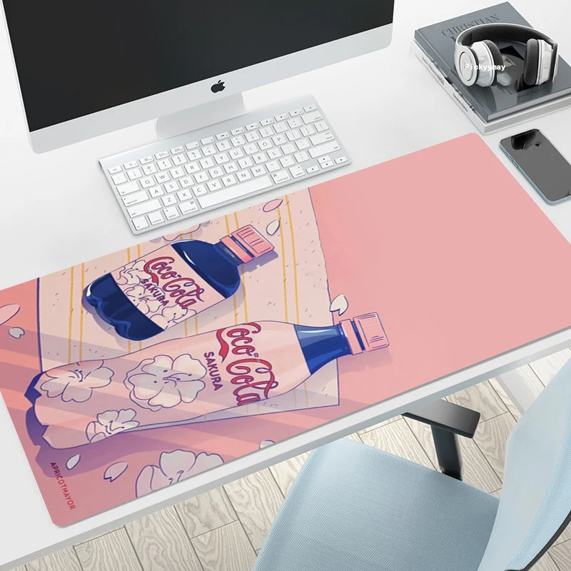 

Large Mousepad Office Mousepads Keyboard Mat Kawaii Desk Rug Pink Cute Drink Pc HD Desk Mats Rubber Company Mouse Pad For Gift