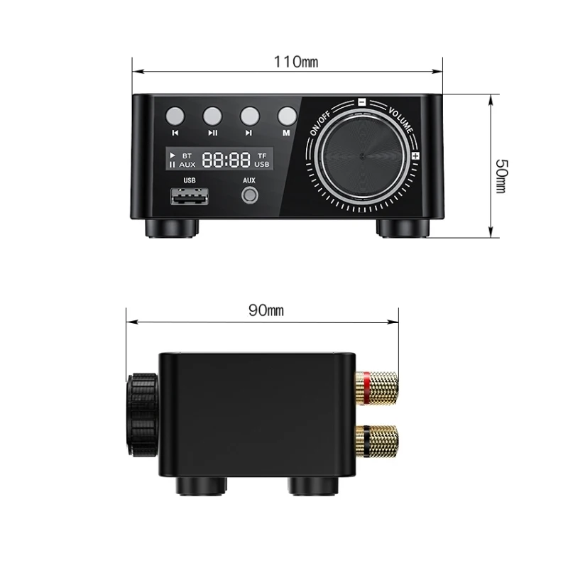 HiFi Bluetooth 5.0 Mini Audio Power Class D Amplifier Digital Amp 50W*2 Home Car Marine USB/AUX IN | Электроника