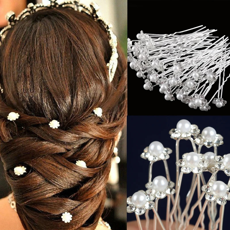 

U-shaped Pin Metal Barrette Clip Hairpins Women Hair Accessories Simulated Pearl Bridal Wedding Hairstyle Design Tools Headdress