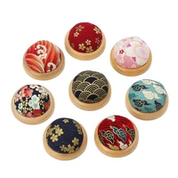 wholesale random color wooden base sewing needles pads diy sewing tool accessories pin cushion