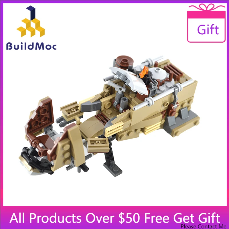 MOC Tatu Desert Tusken Fiying Speeder Motorcycle Building Blocks Kit For Raider Vehicle Bricks Model Toy For Kid Birthday Gift