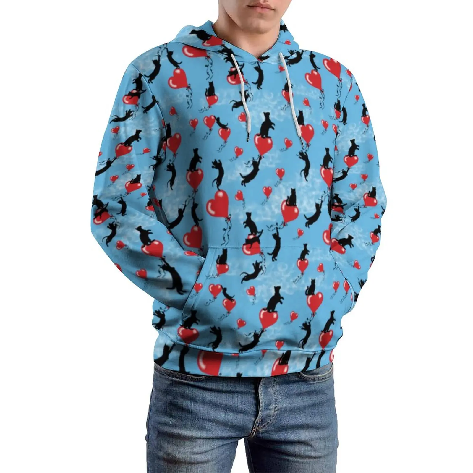 

Flying Red Balloon Loose Hoodies Black Cat Y2k Hoodie Male Long Sleeve Oversize Classic Custom Clothing