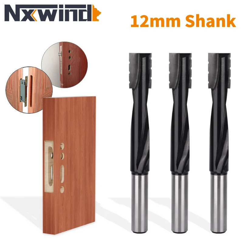 

NXWIND 12MM Shank Spiral Cleaning Bottom Bit Router Bit Woodworking Milling Cutter For Wood Bit Face Mill Carbide Cutter End Mil