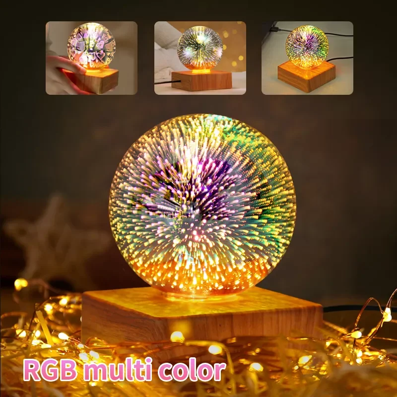 

RGB 4 Colors 3D Fireworks Christmas Projector Night Lights Dream Atmosphere Lamp for Bedroom Study Art Decor Lighting Fixtures