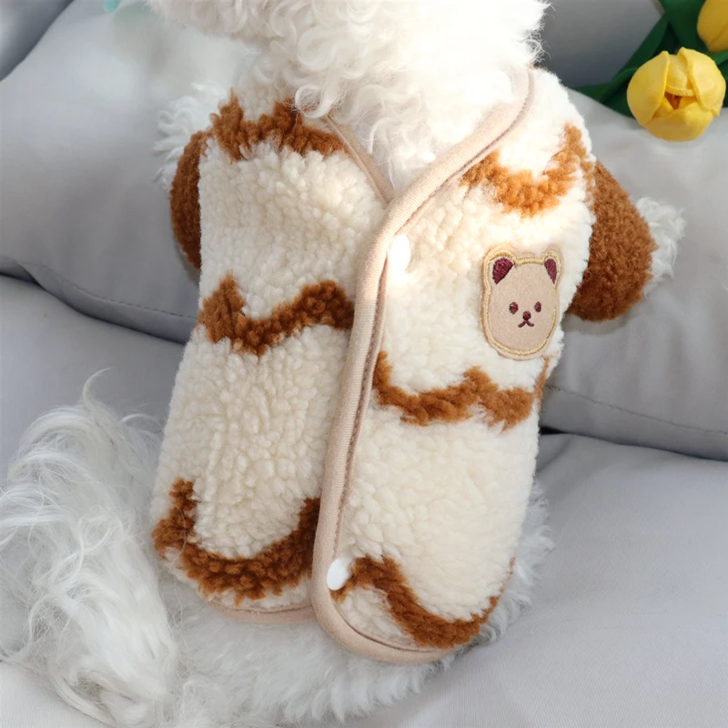 

Puppy Winter Plush Bear Corrugated Dog Clothes Cute Warm Dog Coat Small Dog Teddy Pomeranian Dog Jackets Mascotas Dog Clothing