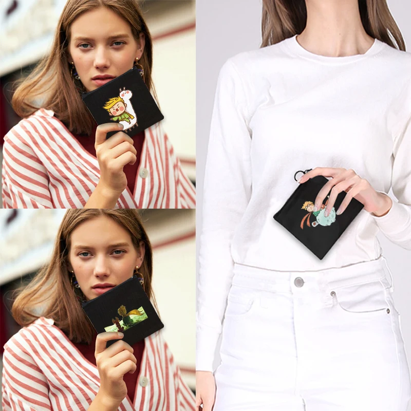 

PrinceCoin Purse Women Mini Canvas Card Holder Small Wallet Pouch Storage Bag Kawaii Girls PVC Purse Clutch Key Money Bag Purse