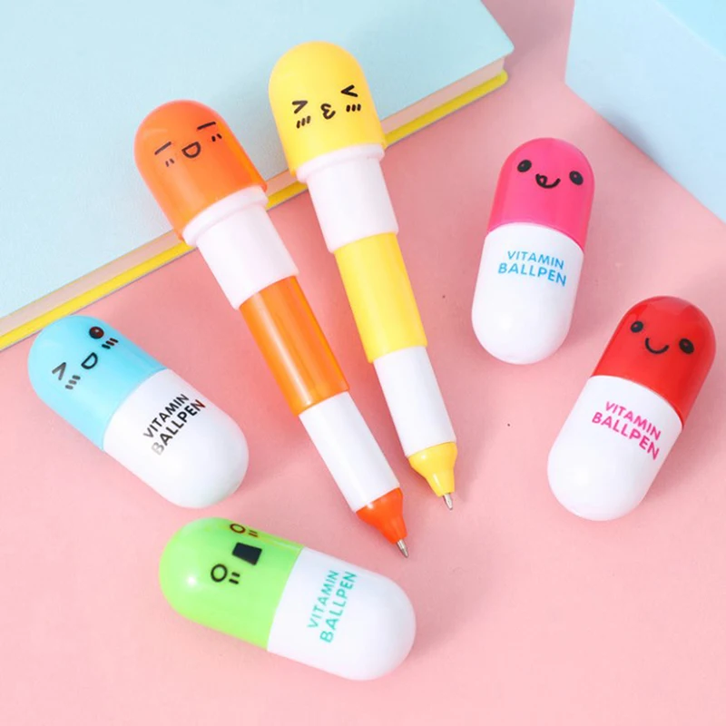 

10Pcs Cartoon 6 Colors Retractable Pill Pens Kids Party Supplies Boys Girls Birthday Guest Gift Giveaway Pinata Filler Gift Pack