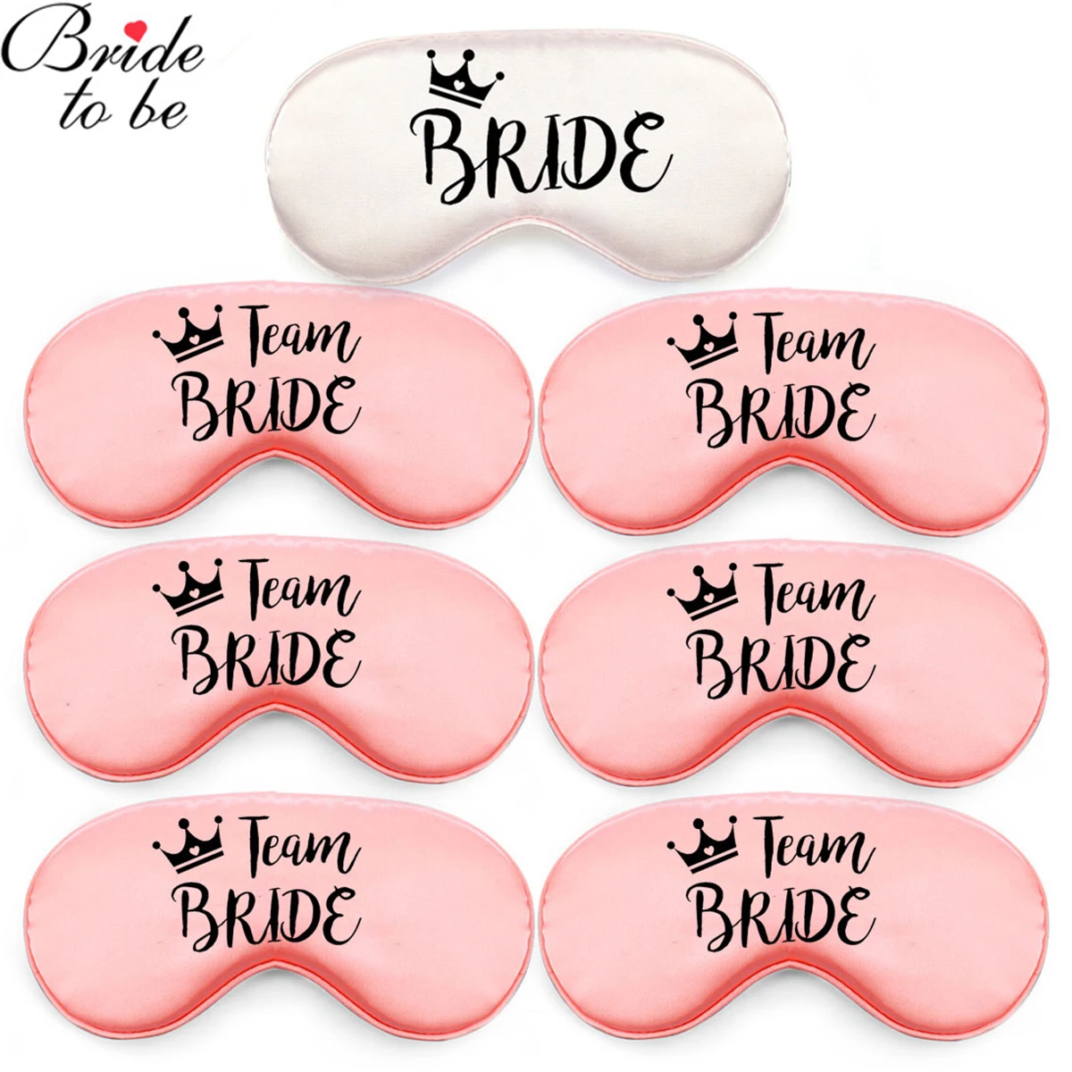 

7 PCS Bride Eyeshade Sleeping Eye Mask Cover Bridesmaid Eyepatch Blindfold Solid Team Bride Portable Rest Relax Eye Shade Covers