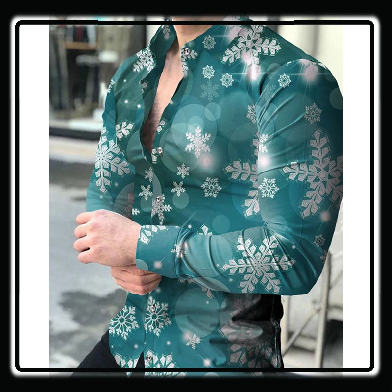 Social Luxury Men Shirts Turn-down Collar Buttoned Shirt Long Sleeve Tops Mens Clothes Slim Fit Party Cardigan Print Rose Casual