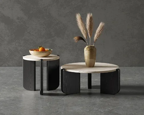 Современный журнальный столик из цельного дерева натуральный пещерный камень