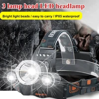 headlamp powerful 3 led headlamp xm t6 zoomable rechargeable head lamp flashlight waterproof headlight fishing lantern russian w