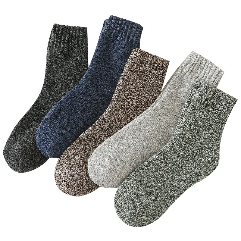 5 Pair Winter Men's Thickened Wool Socks Keep Warm Breath Absorb Sweat Socks Creative Printing All-match Socks