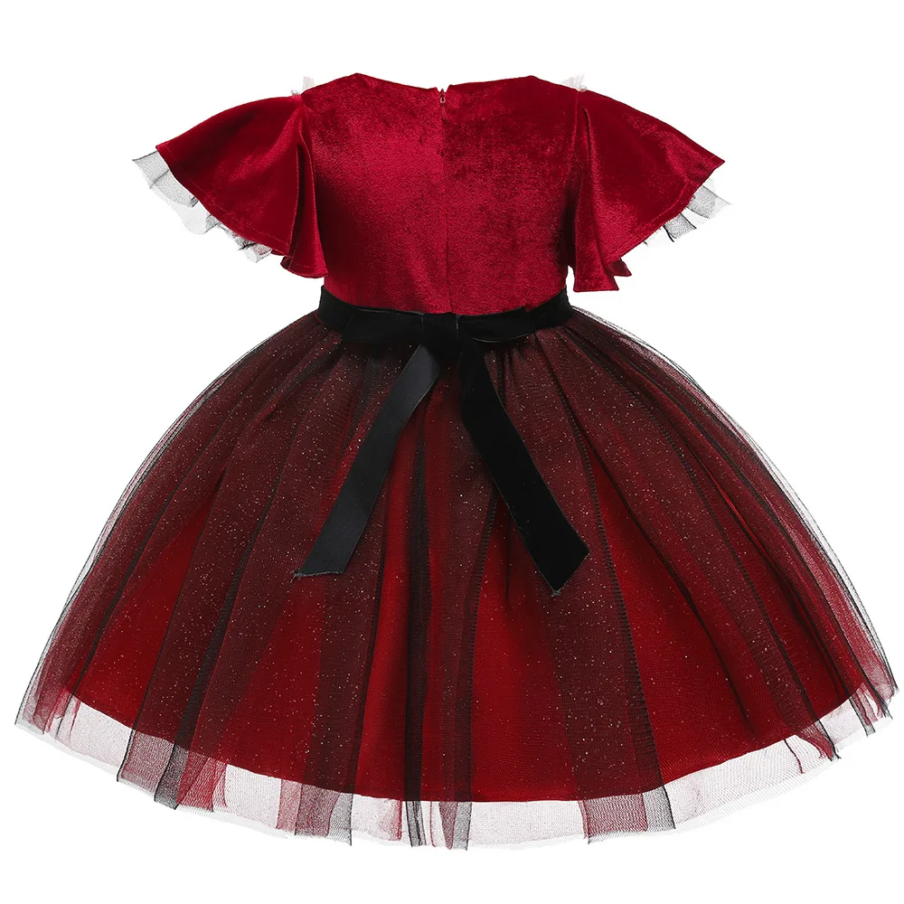 New Year Kids Dresses For Girls Elegant Flower Girls Wedding Children Evening Party Lace Princess Ball Gown Girls Clothing