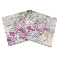 10pcs 3333cm flower tower theme paper napkins serviettes decoupage decorated for wedding party virgin wood tissues