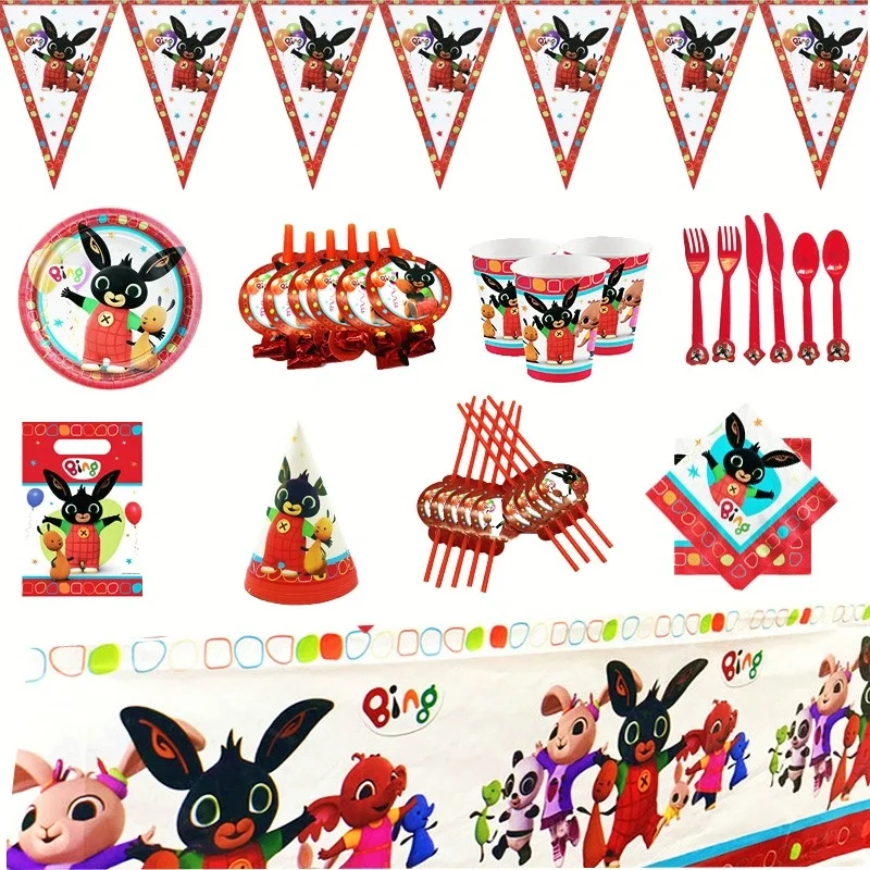 Лидер продаж посуда для вечерние в виде кролика Bing одноразовые украшения дня