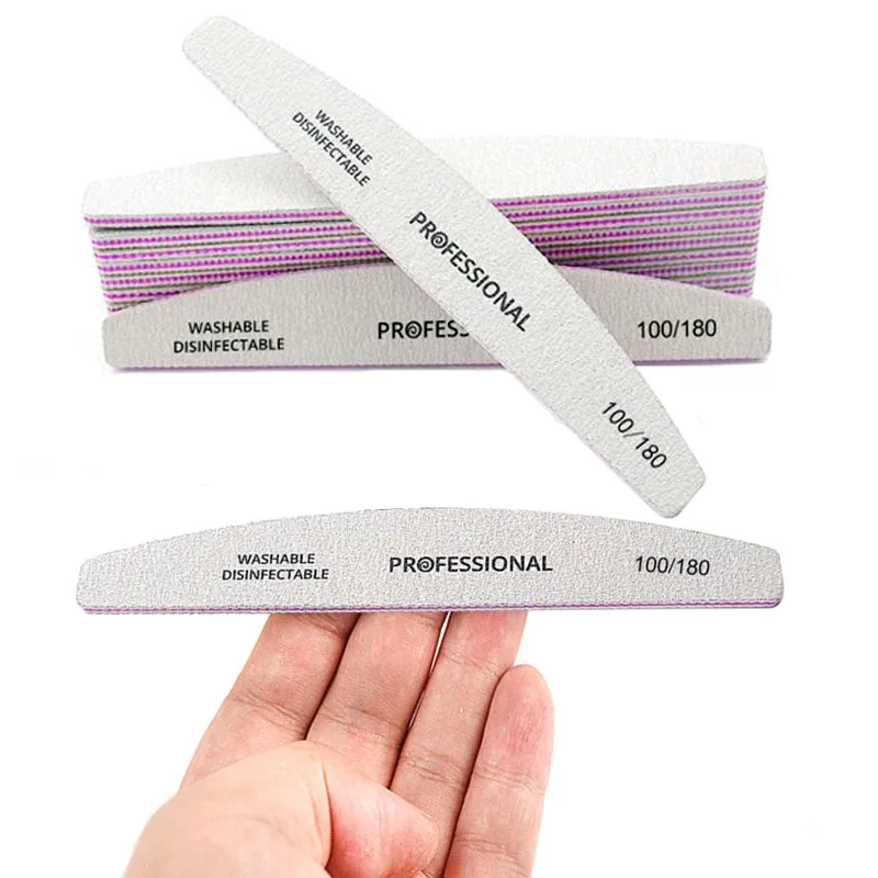 

5Pcs/Lot Professional Manicure Nall Files 80/100/150/180/240 Grit Gel Polishing Half-moon Nail Files Grinding Buffer Tools