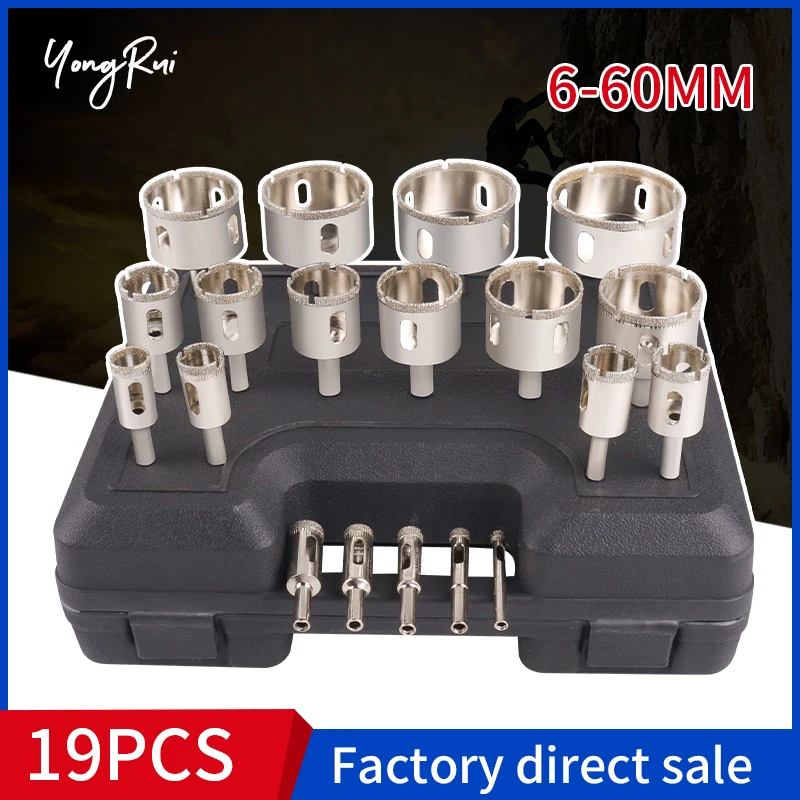 

1SET 19Pcs 6Mm-60Mm Ceramic Tile Glass Drill Sleeve Marble Glass Ceramic Power Tool Hole Saw Drill Bit